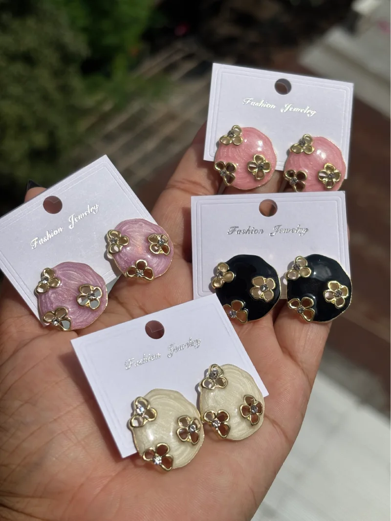 Enchanted Meadow Abstract Enamel Stud Earring